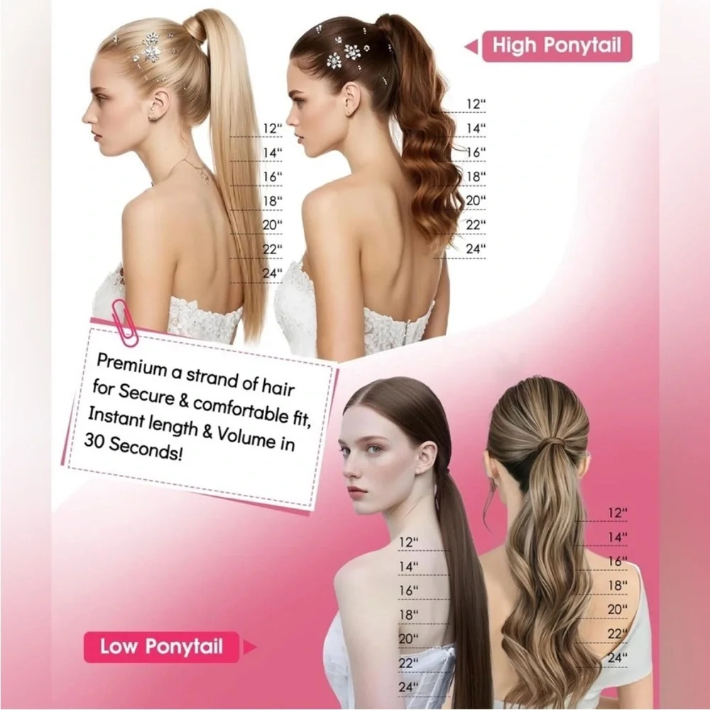 Dark Brown Remy Human Hair 18 Inch Wrap Around Ponytail Extension